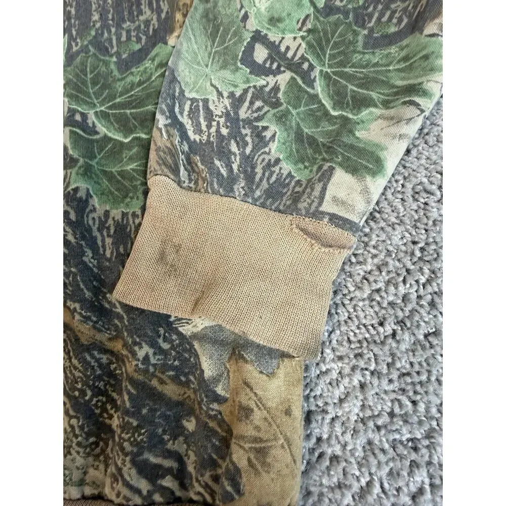 Vintage 80s Realtree Hoodie Mens XL Full Zip Hooded Pockets Fleece Camouflage